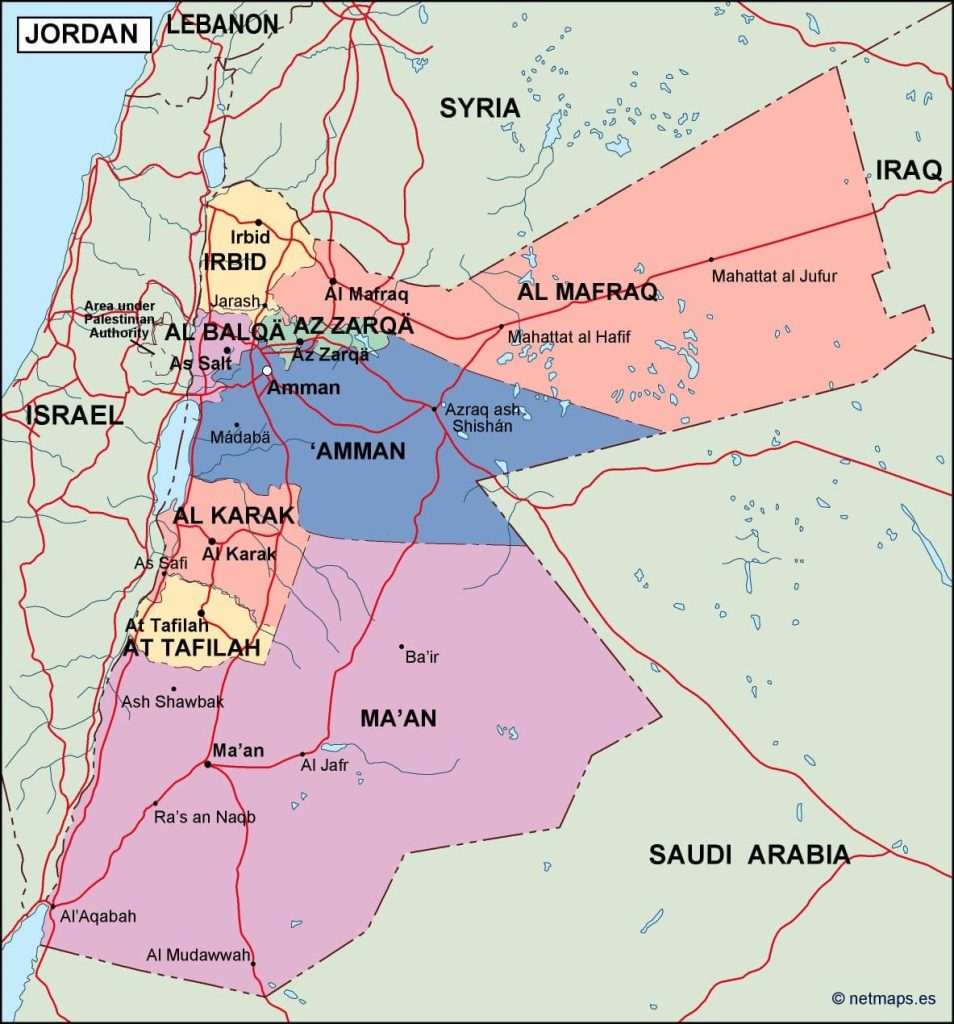 mapa de jordania